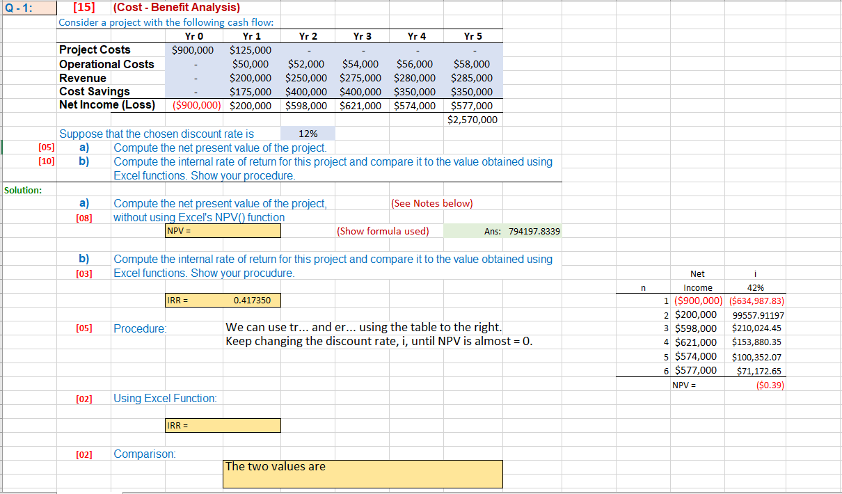Q-1: [15] (Cost - Benefit Analysis) Consider a