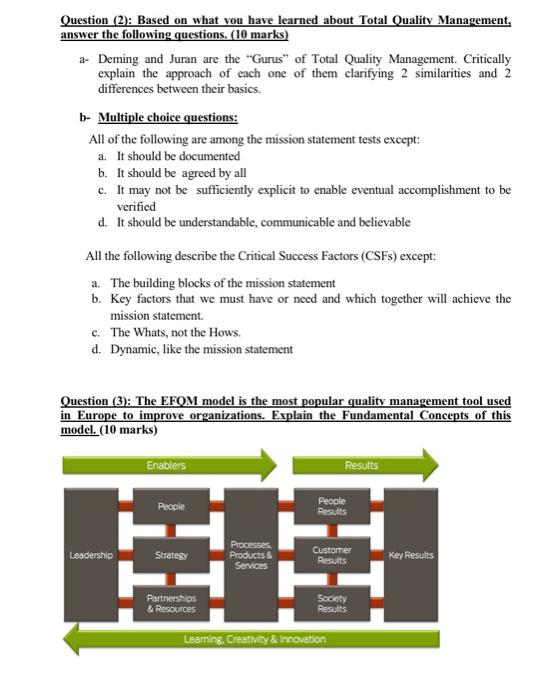 Question (2): Based on what you have learned