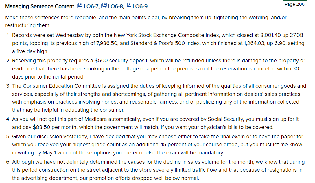 Managing Sentence Content L06-7, 106-8, 106-9