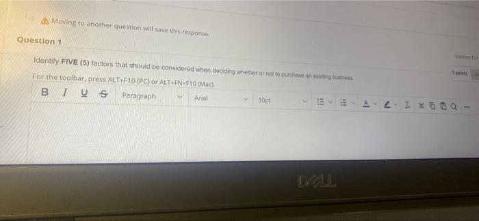 Moving to another question will save this