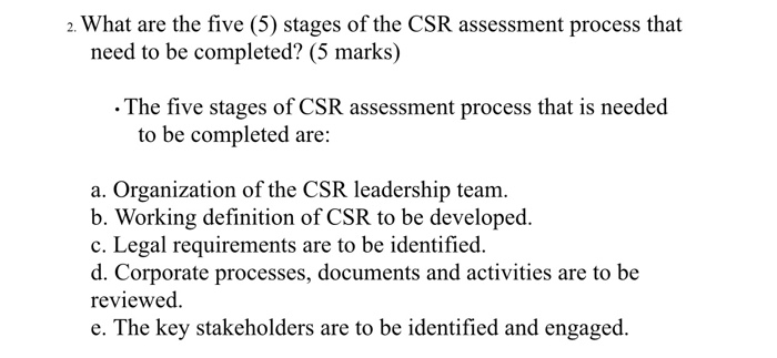 Q1, Q2, Q3. Q4, Q5? This is the csr strategy