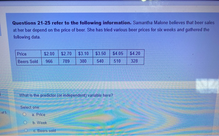 Questions 21-25 refer to the following