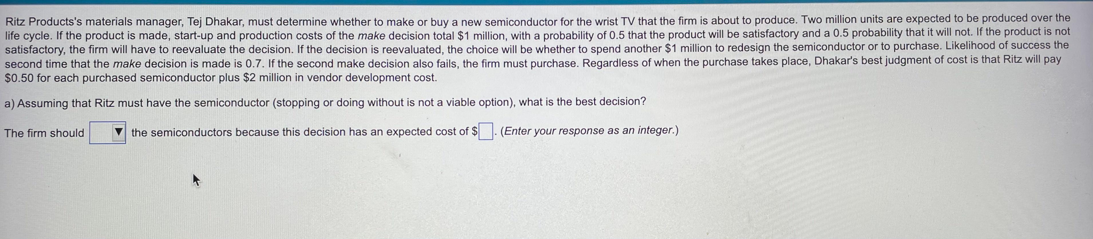 please show your work. Ritz Products's materials