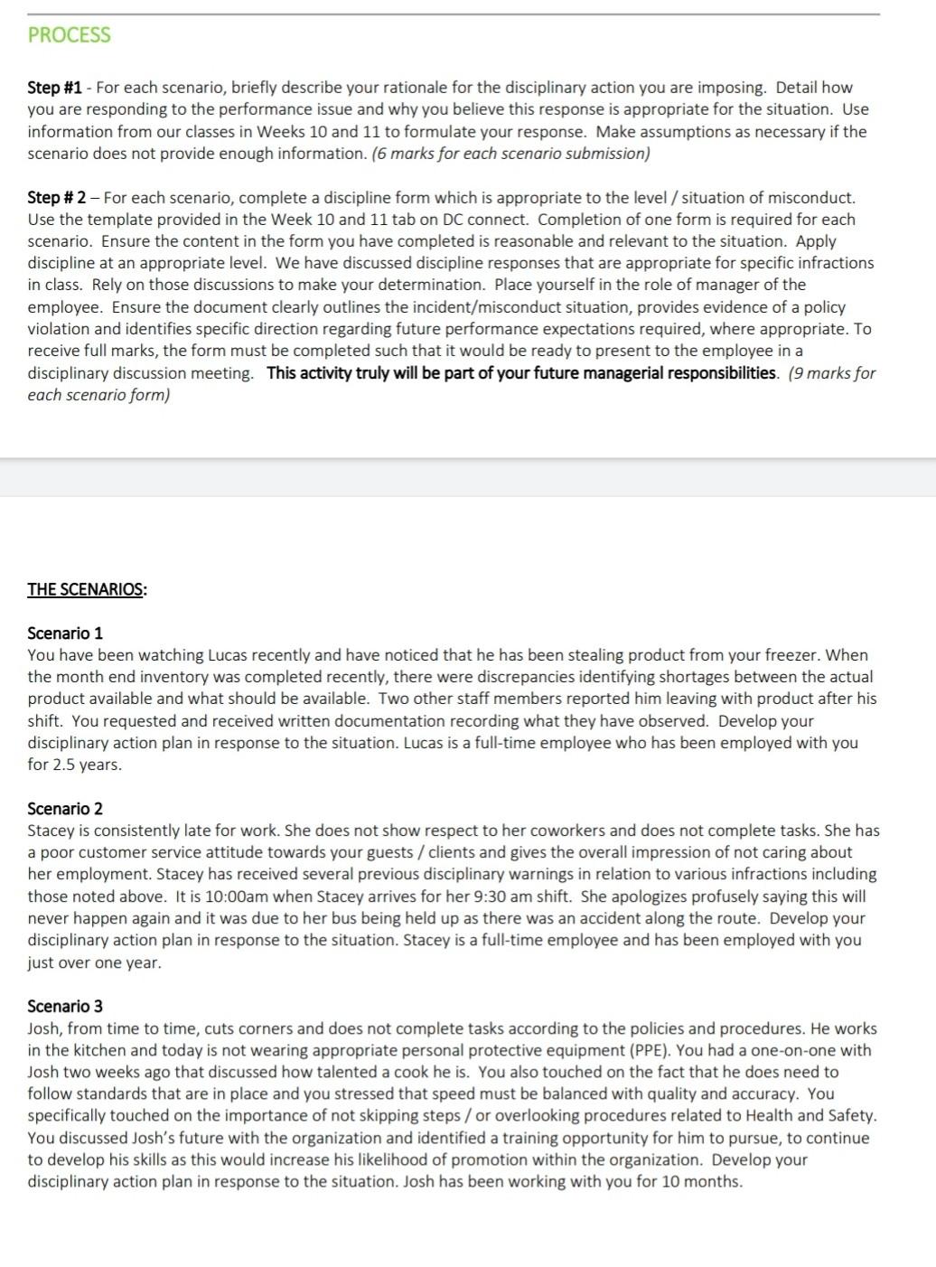 PROCESS Step #1 - For each scenario, briefly