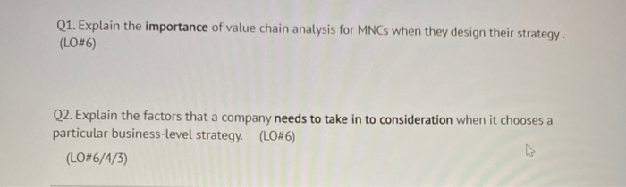 Q1. Explain the importance of value chain
