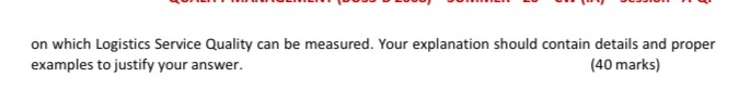 Logistics services measurement is through DMAIC.