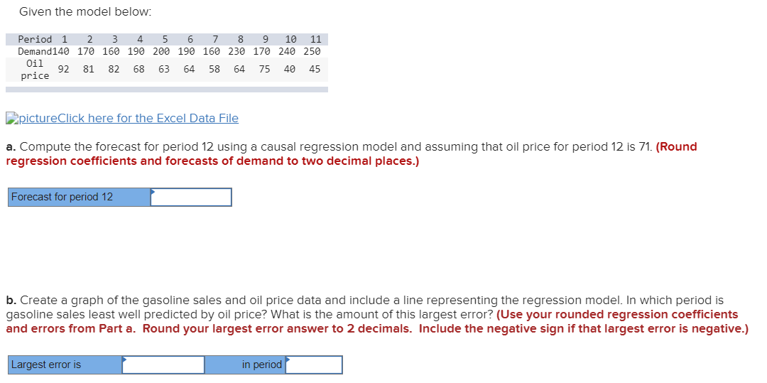 Given the model below: Period 1 2 3 4 5 6 7 8 9