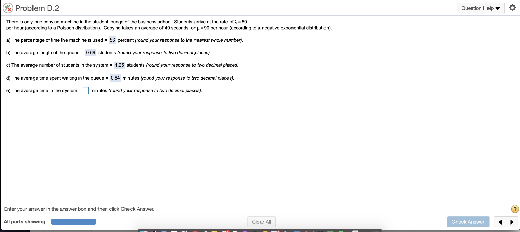 Problem D.2 Question Help There is only one