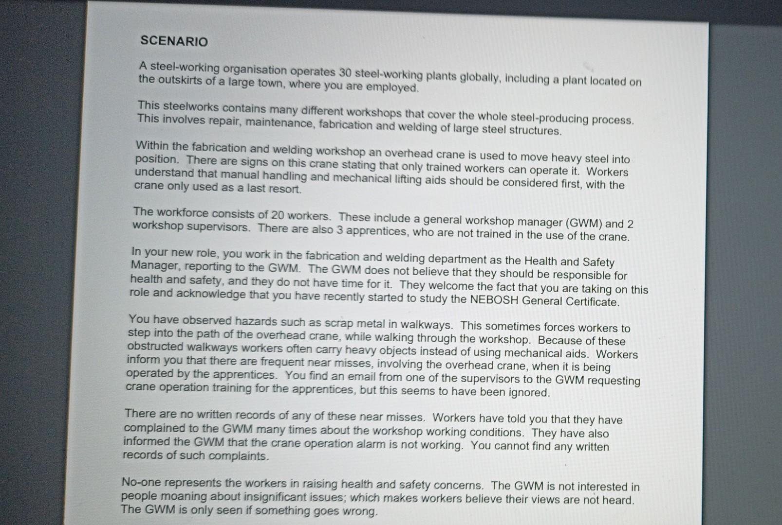 Task 4: Management failures Question 4 A