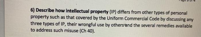 6) Describe how intellectual property (IP)