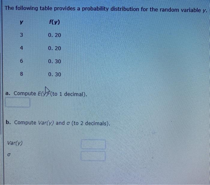 The following table provides a probability