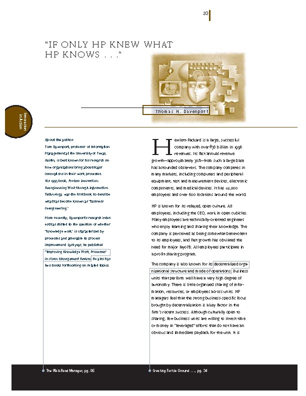 Case Study if only HP knew what HP knows Question