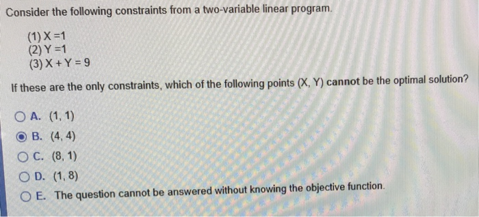Consider the following constraints from a