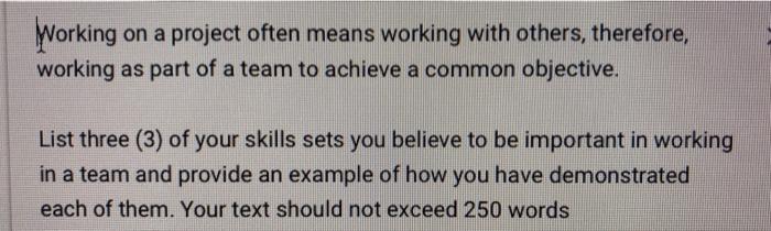 Working on a project often means working with