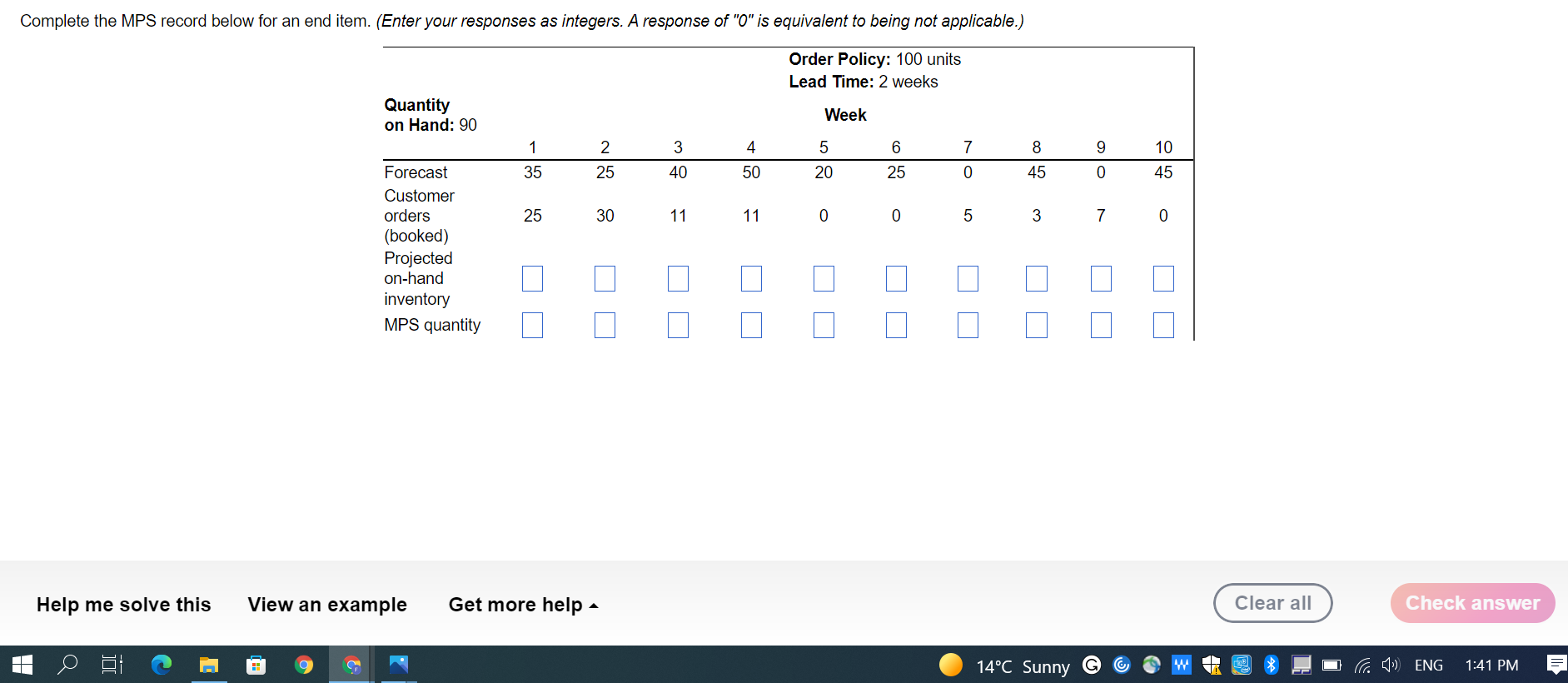 Complete the MPS record below for an end item.