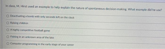 In class, M. Hirst used an example to help