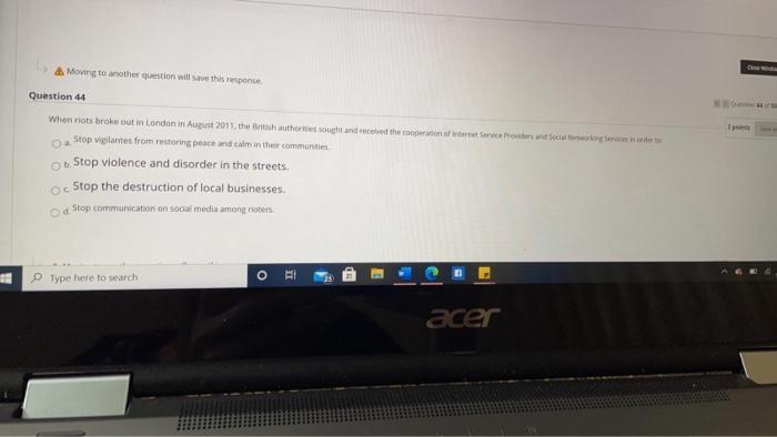 Moving to another question will save this