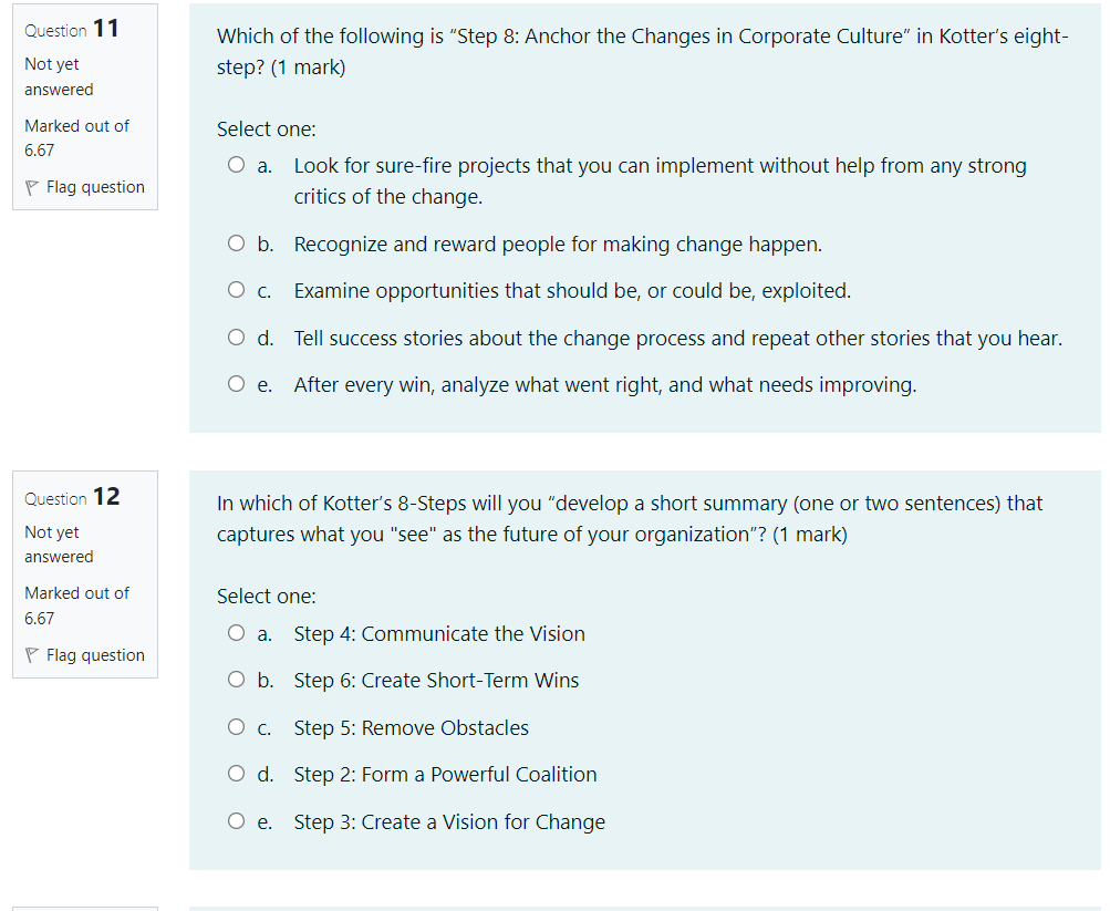 Question 11 Not yet answered Marked out of 6.67