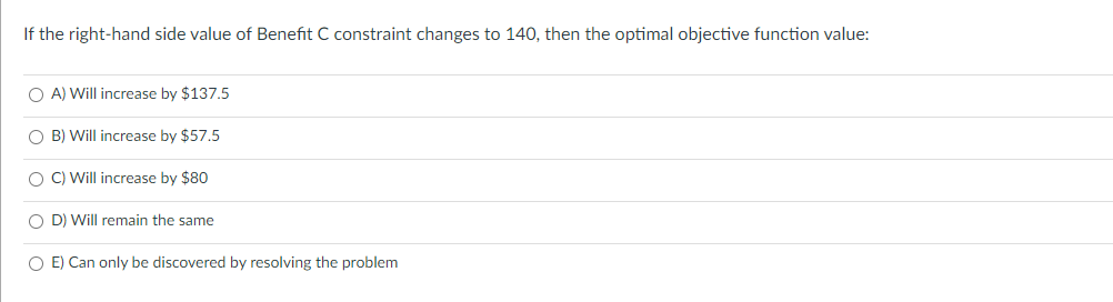 Consider the following sensitivity report for the