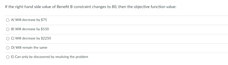 Consider the following sensitivity report for the