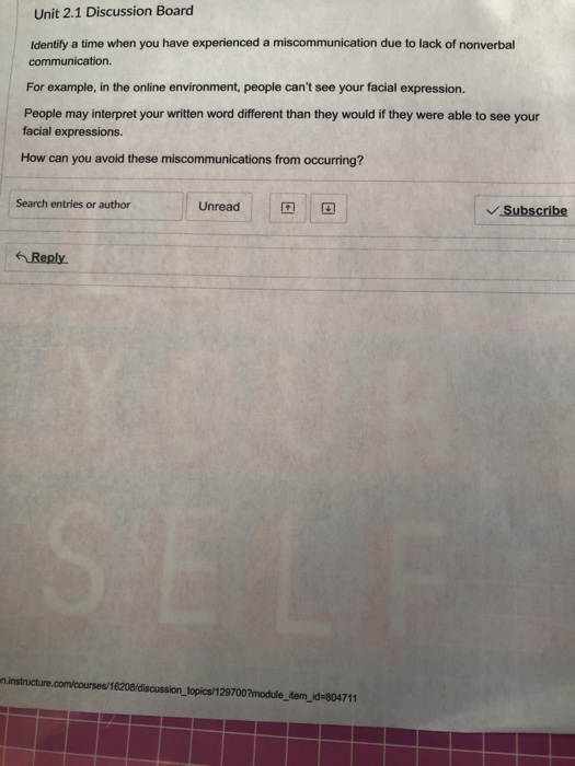 Unit 2.1 Discussion Board Identify a time when