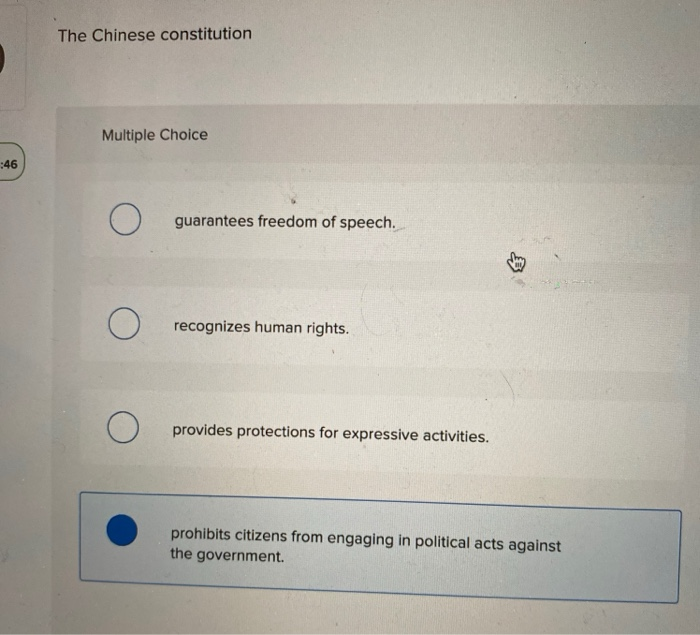 The Chinese constitution Multiple Choice :46 O