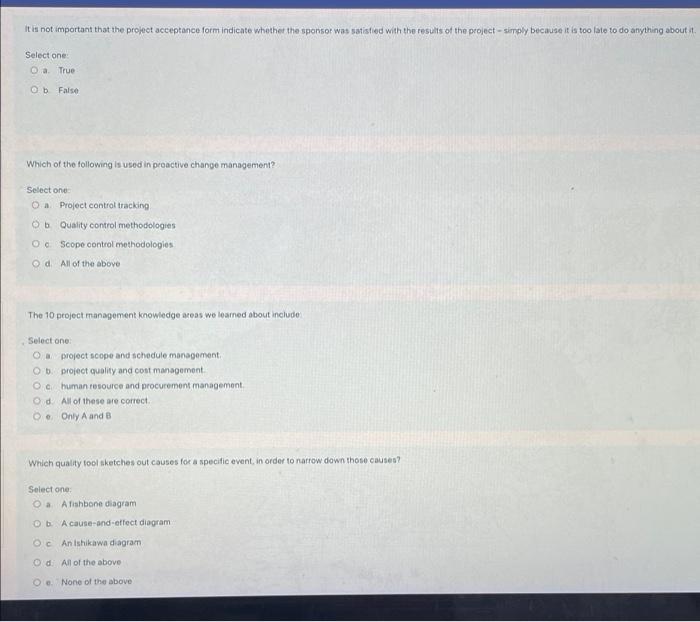 It is not important that the project acceptance