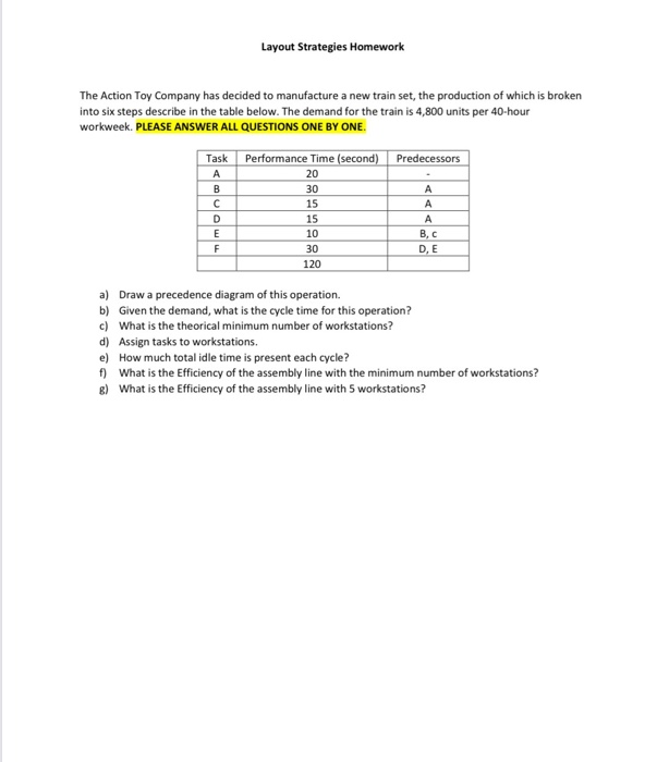 i need full calculation of question D & E. Layout