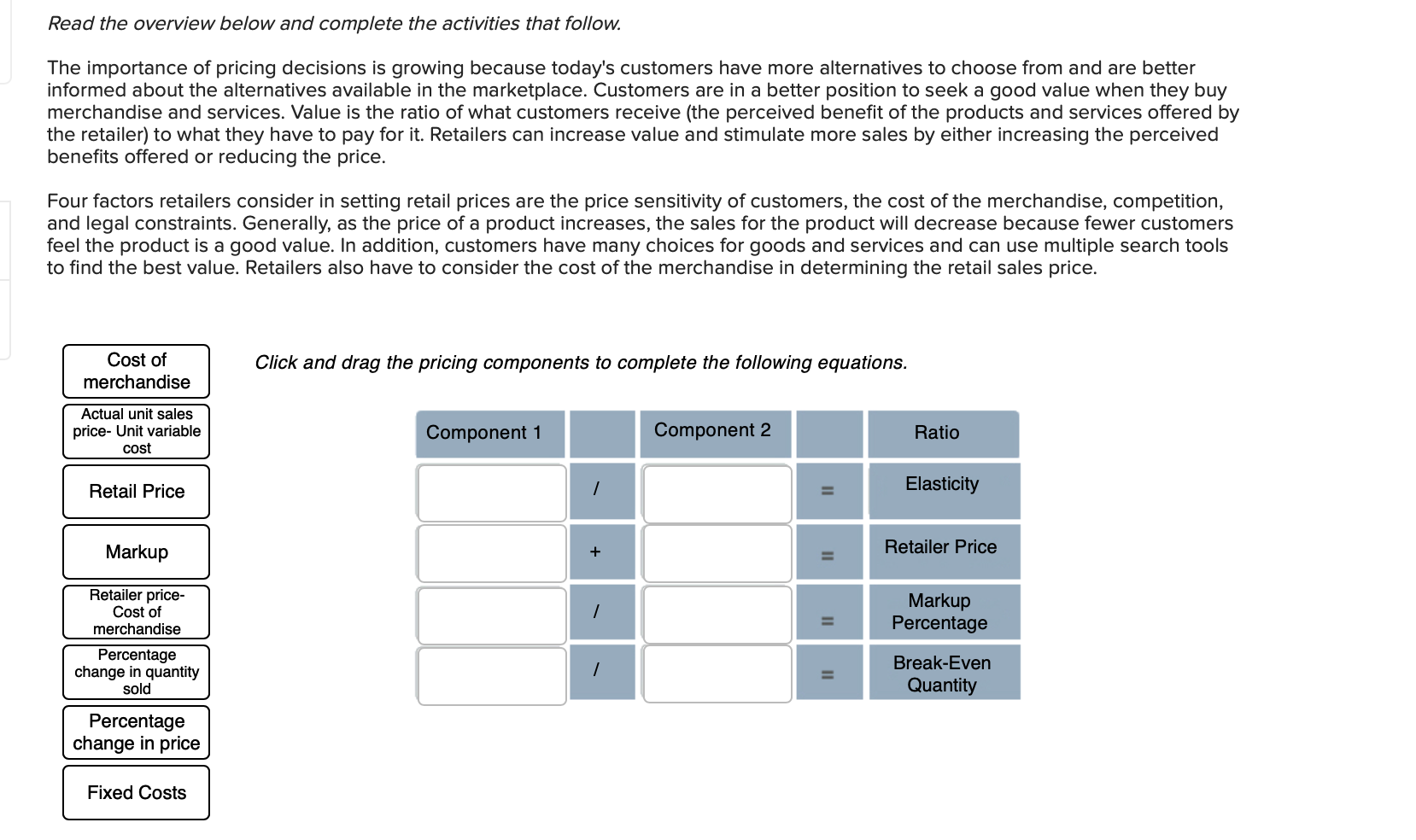 Read the overview below and complete the