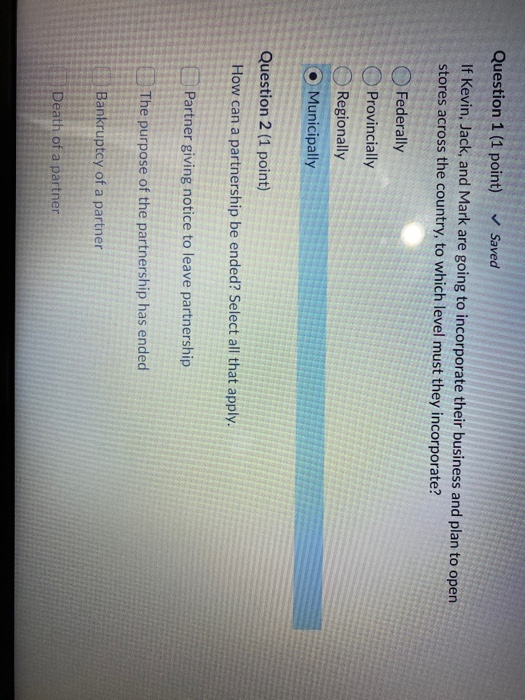 Question 1 (1 point) Saved If Kevin, Jack, and