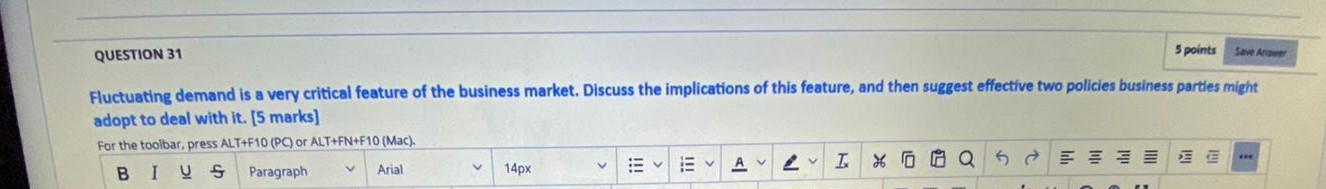 QUESTION 31 5 points Save A Fluctuating demand is