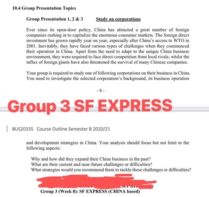 10.4 Group Presentation Topics Group Presentation