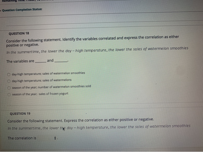 Question Completion Status: QUESTION 18 Consider