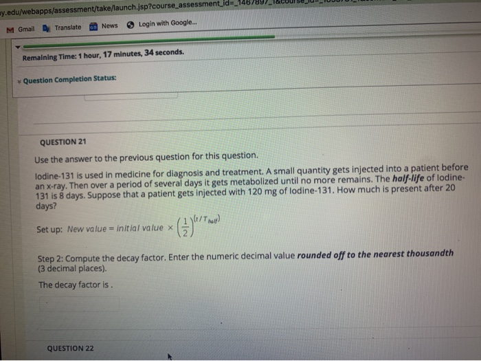 Question Completion Status: QUESTION 18 Consider