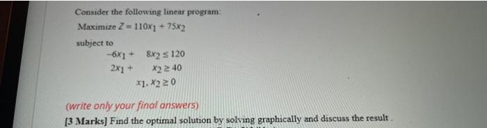 Consider the following linear program: Maximize Z