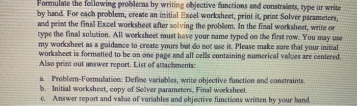 please look at directions Formulate the following