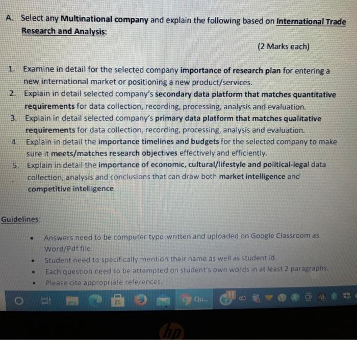 each question should be explained in two