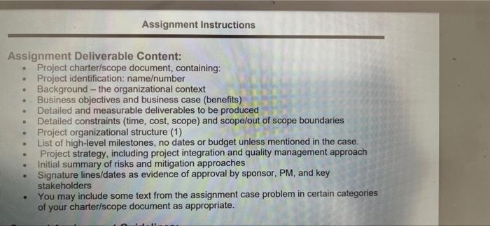 Assignment #1 for Alternative Case PM Capstone