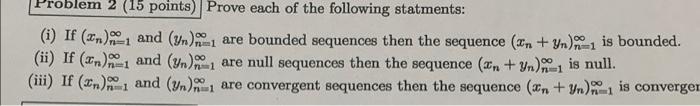 Problem 2 (15 points) (i) If (x) and (3n) and (n)