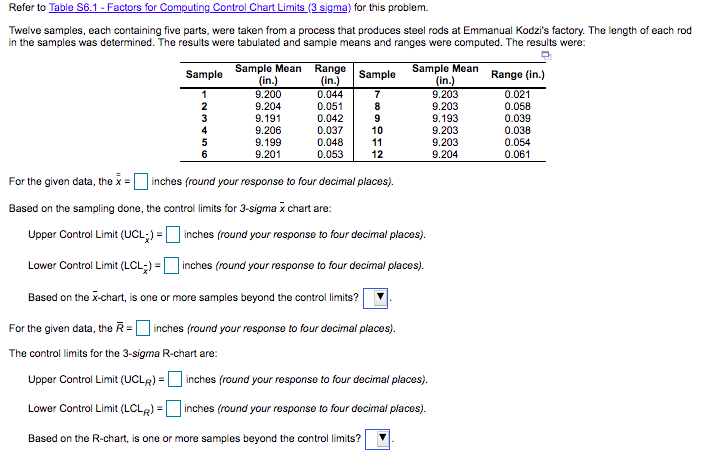 Refer to Table 56.1 - Factors for Computing