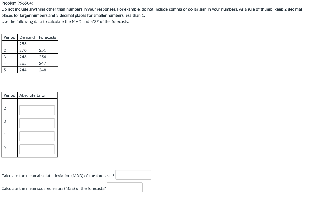 Problem 956504: Do not include anything other