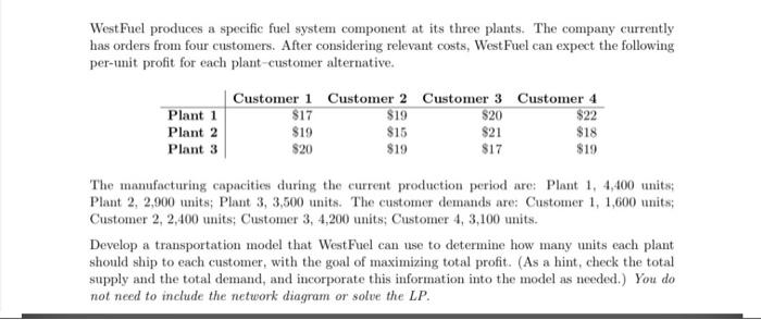 West Fuel produces a specific fuel system