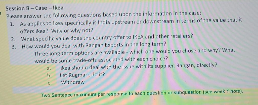 Session 8 - Case - Ikea Please answer the