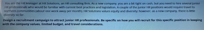 You are the HR Manager at HR Solutions, an HR