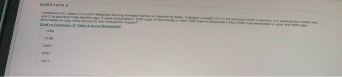 lemonade inc uses a 3 month weighted moving