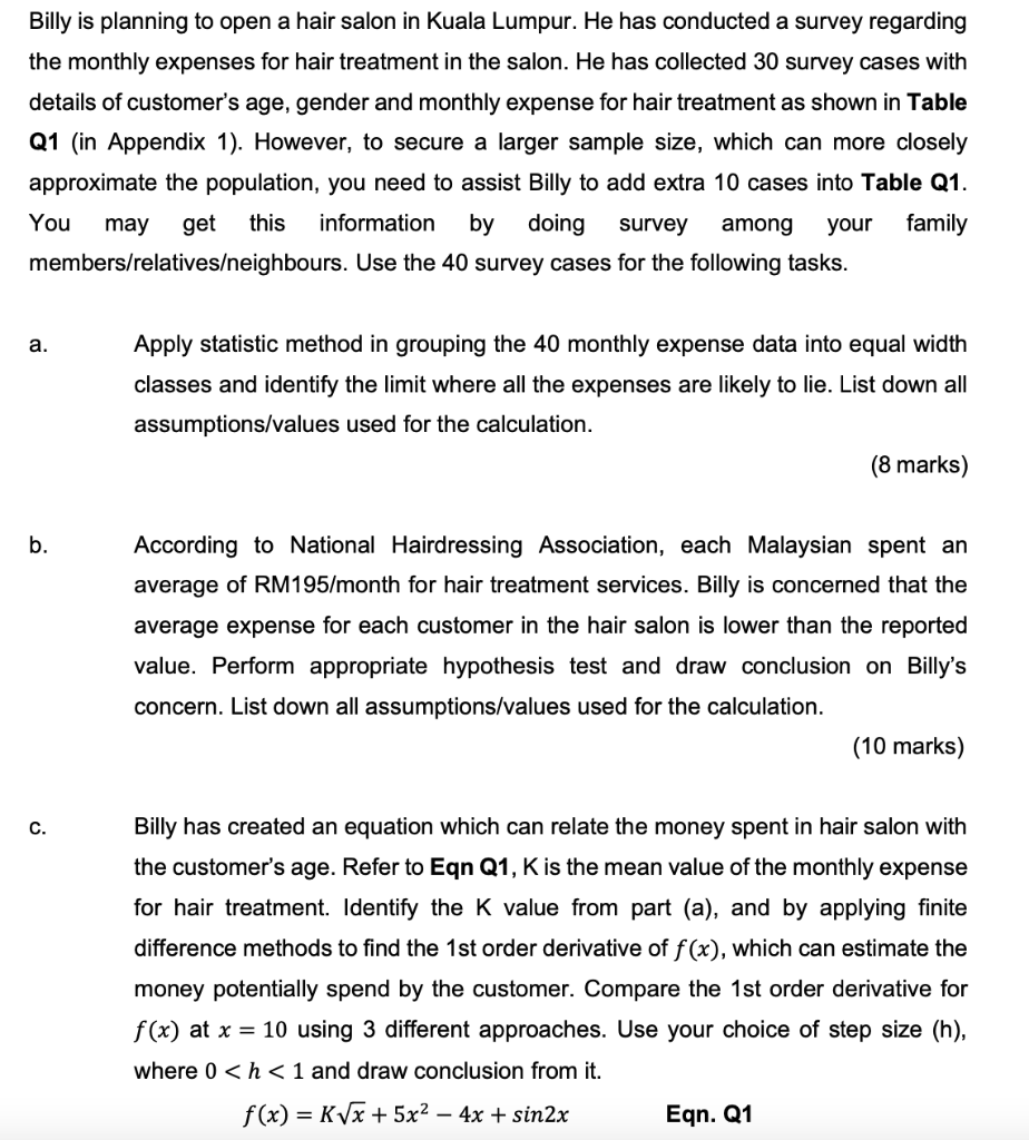 Billy is planning to open a hair salon in Kuala