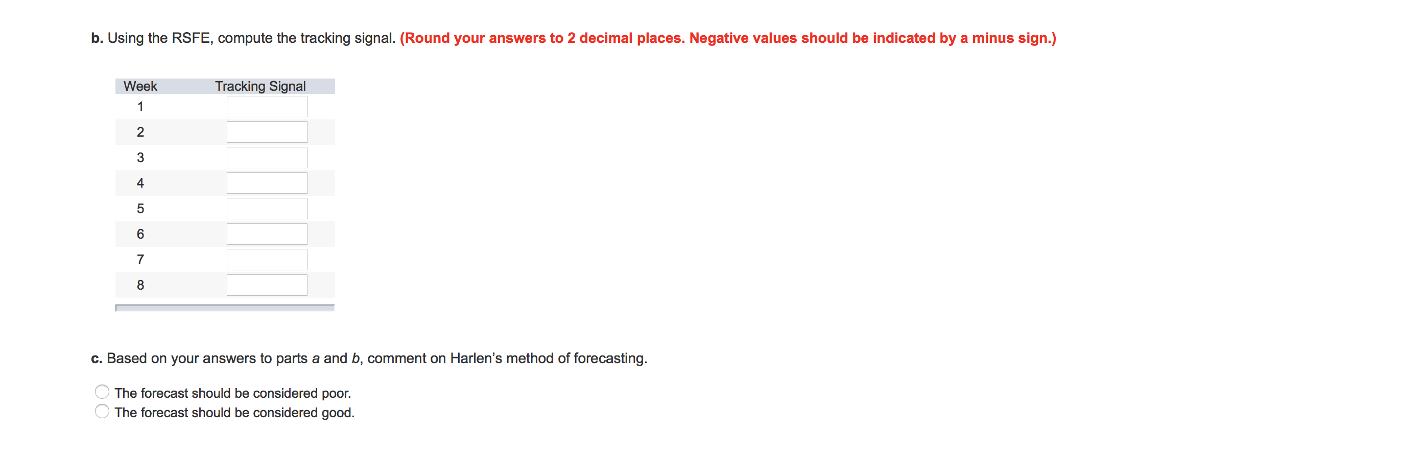 Harlen Industries has a simple forecasting model: