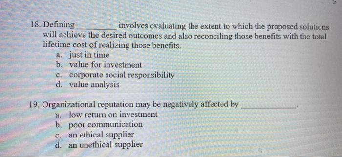 5 18. Defining involves evaluating the extent to