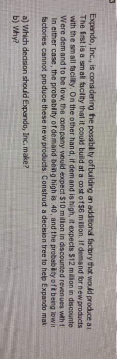 3 Expando, Inc., is considering the possibility