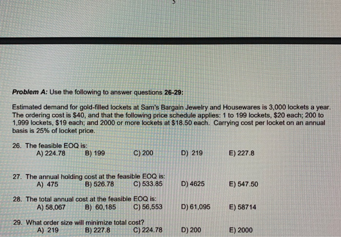 26,27,28,29 Problem A: Use the following to